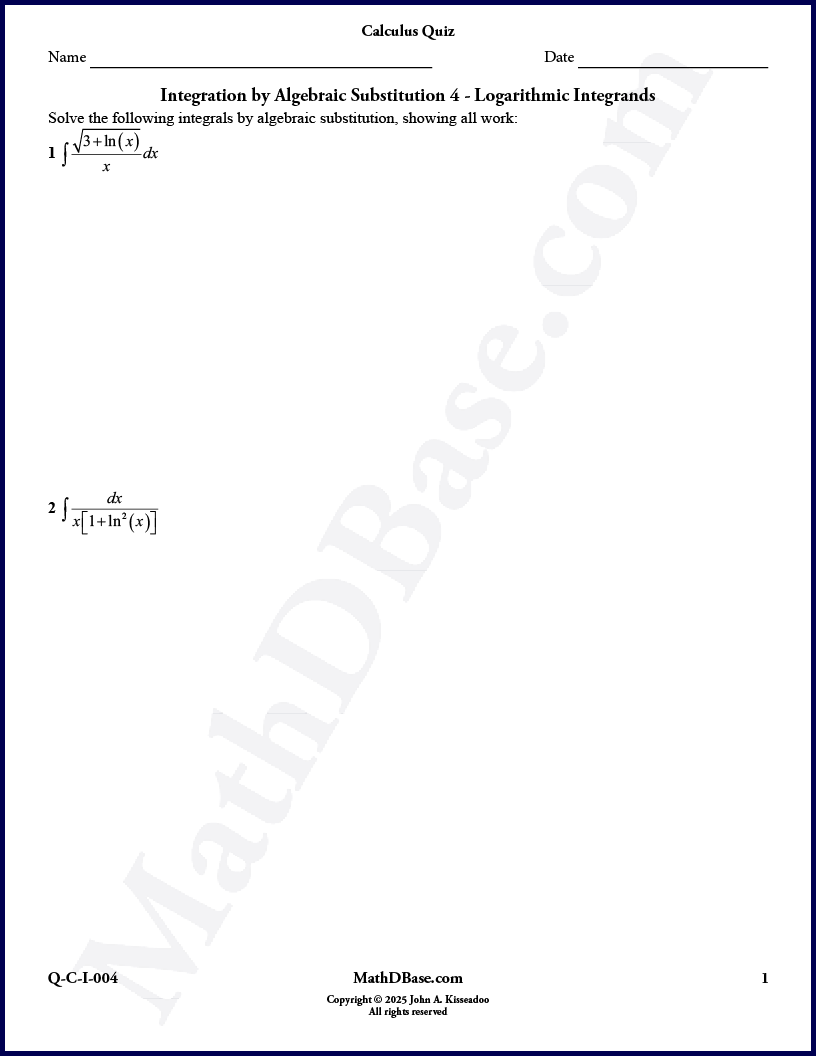Integration by Algebraic Substitution 4 thumbnail